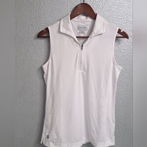Chase 54 White Sleeveless Zip Up Collared Top  Size S
